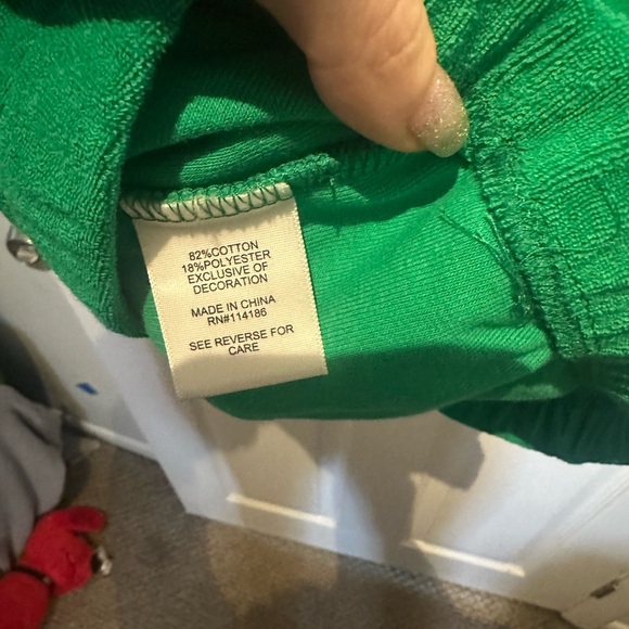 Juicy Couture Terry Cloth Short Sleeve Green Cropped Top Size XL NWOT Boho Beach - Picture 7 of 9